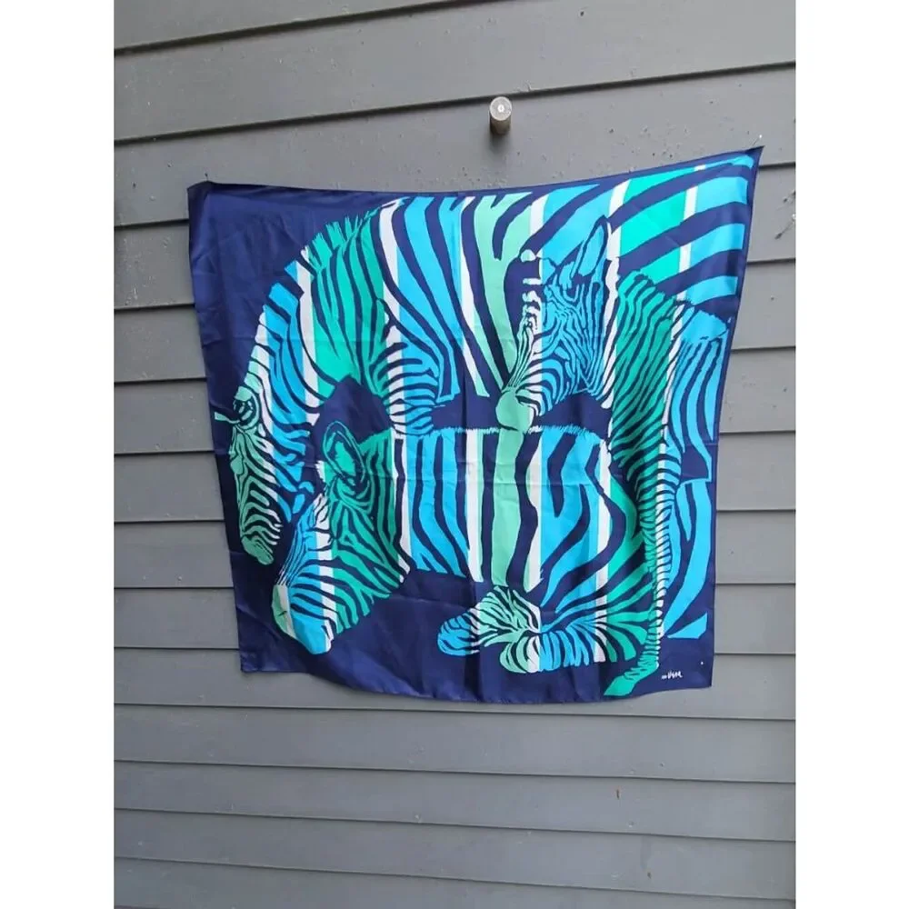 Vers Silk Blue Zebra Scarf